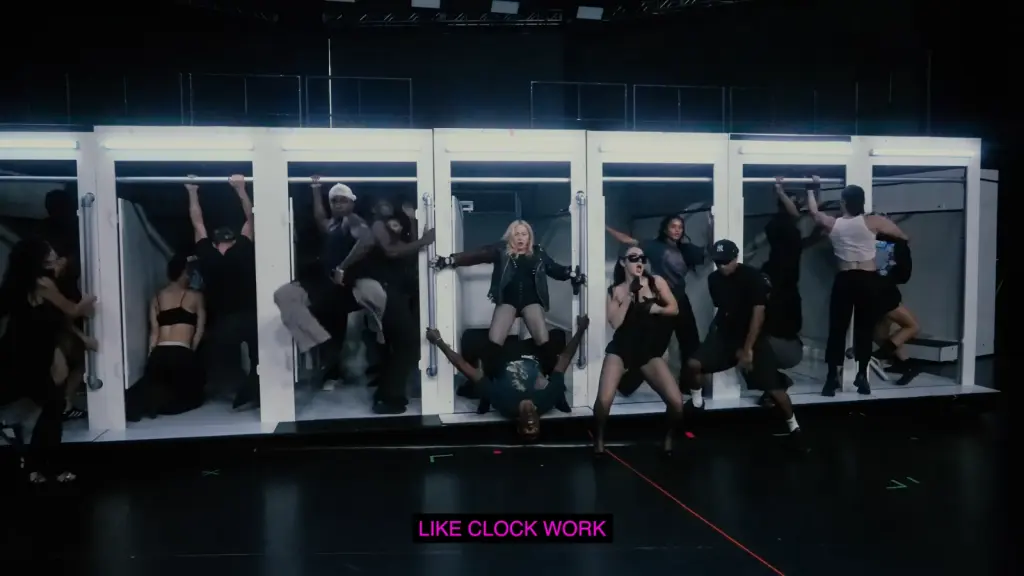 Rehearsal frame from Madonna’s MTV VMAs 2026 making-of video