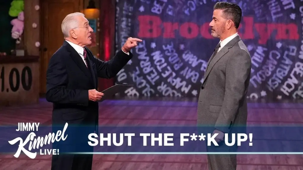 Jimmy Kimmel and Robert De Niro during a Jimmy Kimmel Live comedy segment