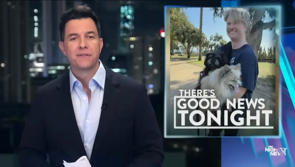 Tom Llamas introducing the Good News Tonight segment on NBC Nightly News