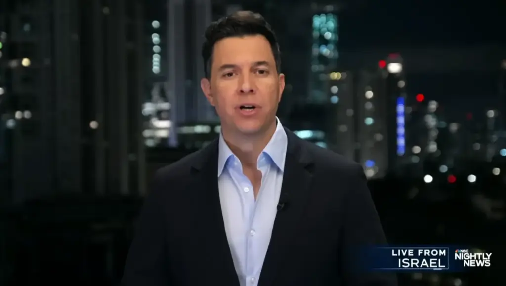 Tom Llamas reporting live from Israel during NBC Nightly News
