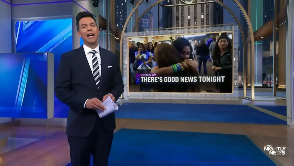 Tom Llamas introduces Good News Tonight during the Oct. 12 NBC Nightly News episode