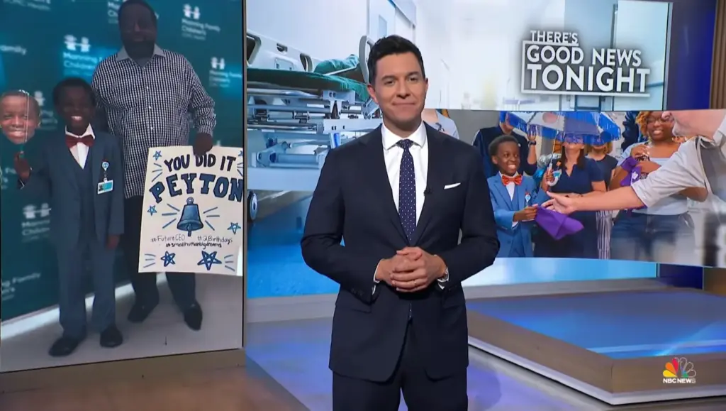 Peyton Stewart featured in NBC Nightly News Good News Tonight after a successful bone marrow transplant
