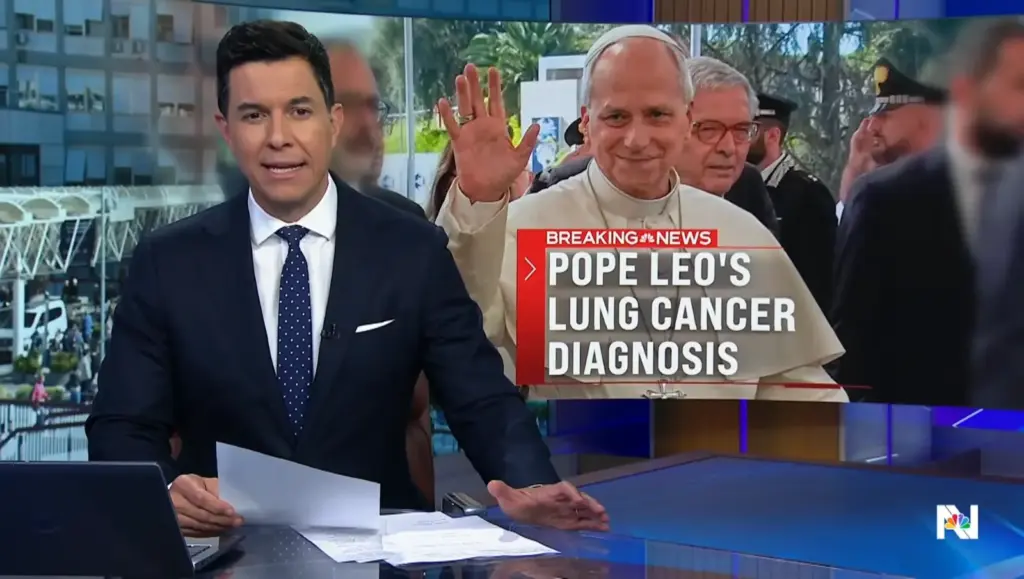 Tom Llamas reports on Pope Leo XIV's lung cancer diagnosis on NBC Nightly News