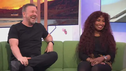 Chaka Khan and Ricky Gervais during their appearance on BBC One’s The One Show