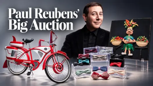 Paul Reubens’ Big Auction featuring a red-and-white Pee-wee bicycle, colorful bow ties and original Pee-wee’s Playhouse memorabilia.