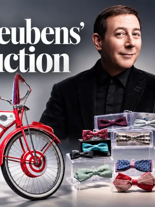 Paul Reubens’ Big Auction featuring a red-and-white Pee-wee bicycle, colorful bow ties and original Pee-wee’s Playhouse memorabilia.