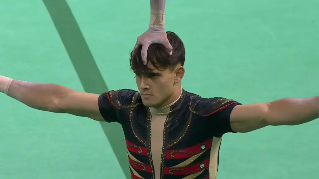 U.S. men's pair competing at the 2026 Acrobatic Gymnastics World Championships