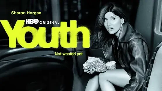 Promotional poster for HBO’s Youth shows Sharon Horgan seated in a car wearing a leather jacket, with the series title, tagline and September 20 premiere information.